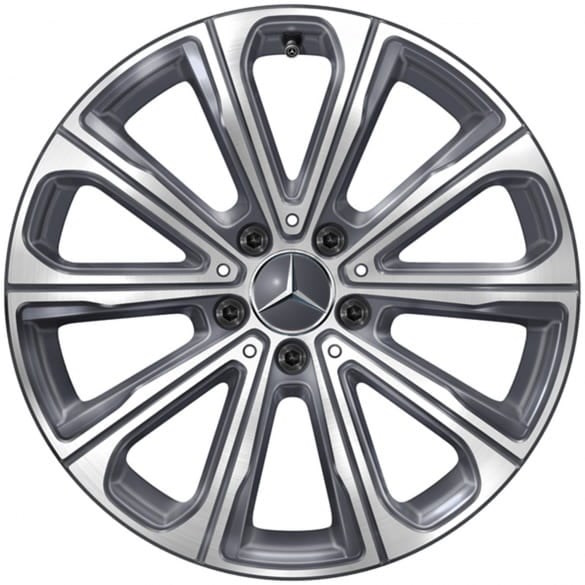 Mercedes-Benz GLC300 2023 grey machined 18x8 aluminum wheels or rims. Hollander part number ALY85907, OEM part number 25440145007X44.