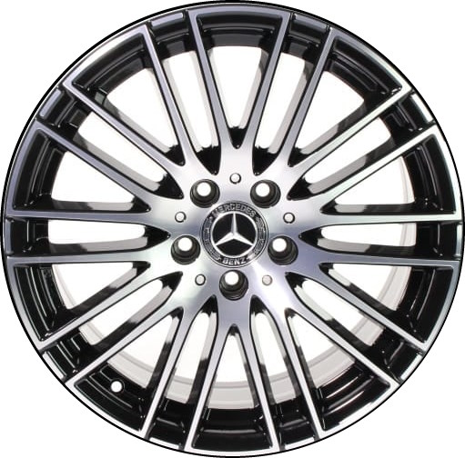 Mercedes-Benz GLC300 2023 black machined 19x8 aluminum wheels or rims. Hollander part number ALY85909, OEM part number 25440149007X44.