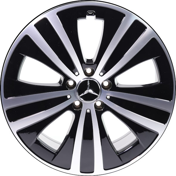 Mercedes-Benz EQE Sedan 2023 black machined 19x8.5 aluminum wheels or rims. Hollander part number ALY85880, OEM part number 29540112007X23.