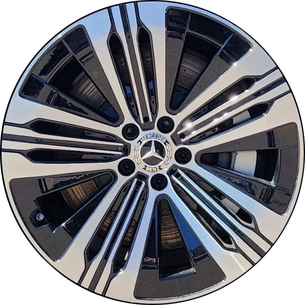 Mercedes-Benz EQS 450 2022-2023 black machined 20x8.5 aluminum wheels or rims. Hollander part number 65617, OEM part number 29740107007X23.