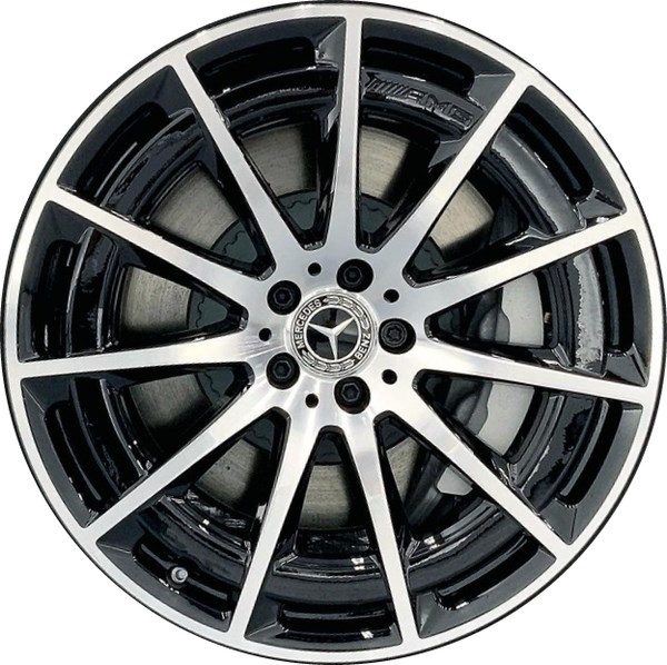Mercedes-Benz EQS 450 2022-2023, EQS 580 2022-2023 black machined 21x9.5 aluminum wheels or rims. Hollander part number 65620, OEM part number 29740114007X23.