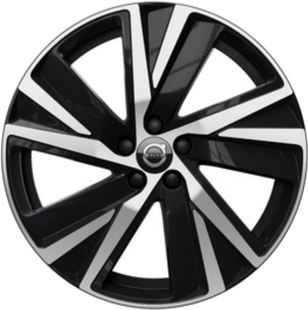 Volvo S90 2021-2023, V90 2021 black machined 19x8.5 aluminum wheels or rims. Hollander part number 70497, OEM part number 322433947, 321346330.