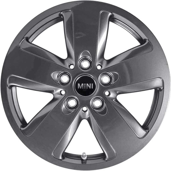 Mini Cooper 2020-2023 powder coat dark grey 16x5.5 aluminum wheels or rims. Hollander part number ALY86600, OEM part number 36116887935.