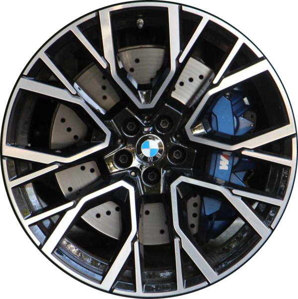 BMW X5M 2021-2023, X6M 2021-2023 black machined 22x10.5 aluminum wheels or rims. Hollander part number 86244, OEM part number 36118090796.