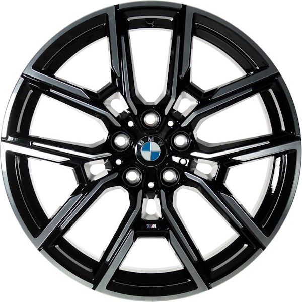 BMW 430i 2022-2023, BMW i4 2022-2023, BMW M440i 2022-2023 black machined 19x8.5 wheels or rims. Hollander part number ALY86636, OEM part number 36118747304.