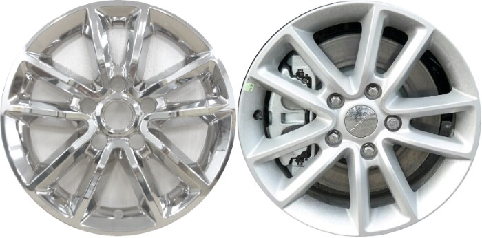Dodge Grand Caravan 2011-2019, Dodge Journey 2011-2019 Chrome, 10 Spoke, Plastic Hubcaps, Wheel Covers, Wheel Skins, Imposters. ONLY Fits 17 Inch Alloy Wheel Pictured. Part Number IMP-7252PC.