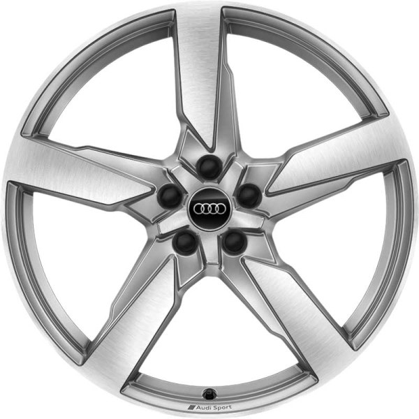 Audi SQ5 2021-2023 silver machined 21x8.5 aluminum wheels or rims. Hollander part number ALY12042, OEM part number 80A601025AR.