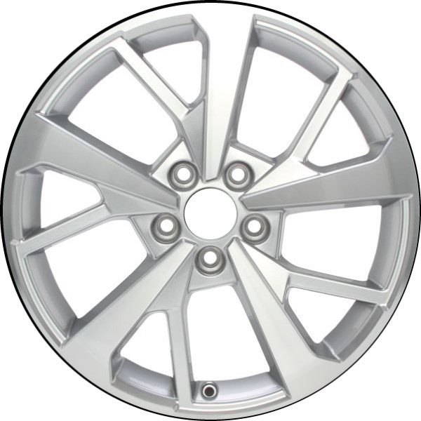 Audi Q3 2021-2023 silver machined 18x7 aluminum wheels or rims. Hollander part number ALY12023/96820, OEM part number 83A601025J.