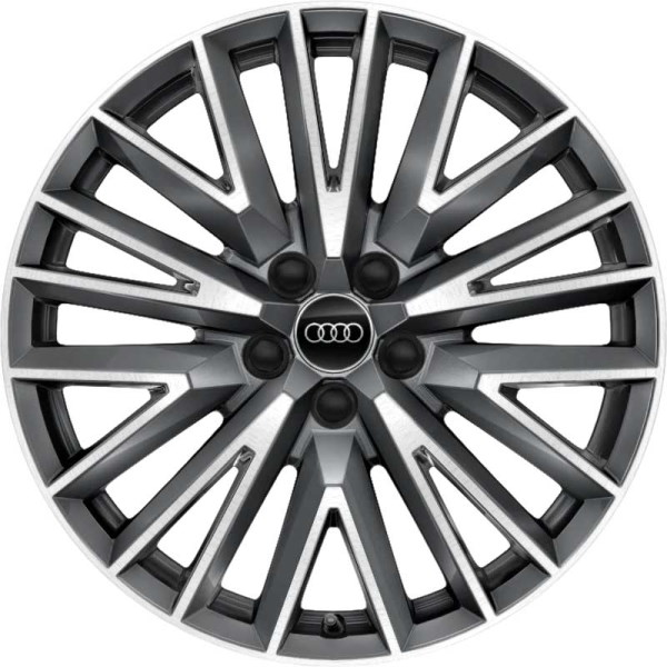 Audi Q3 2021-2023 charcoal machined 19x7 aluminum wheels or rims. Hollander part number ALY12024/96821, OEM part number 83A601025L.