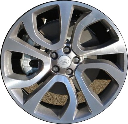 Land Rover Range Rover Evoque 2020-2023 grey machined 21x8 aluminum wheels or rims. Hollander part number ALY72344, OEM part number LR135285.