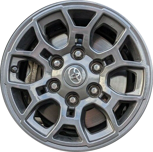Toyota Tacoma 2016-2023 powder coat charcoal 16x7 aluminum wheels or rims. Hollander part number 75191B, OEM part number PT94635160.
