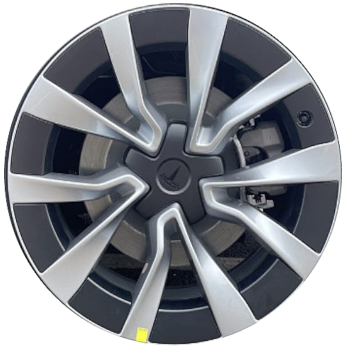 Tesla Model 3 Helix 2024 powder coat silver 19x8.5 aluminum wheels or rims. Hollander part number ALY95956, OEM part number #134422700A