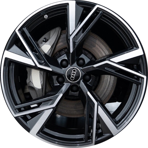 Audi A7 2024-2025 black machined 21x8.5 aluminum wheels or rims. Hollander part number ALY12109/12154, OEM part number 4K8601025AR