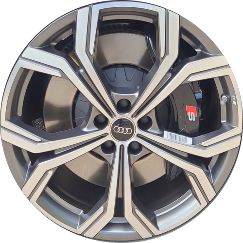 Audi S6 2024-2025 gey machined 21x8.5 aluminum wheels or rims. Hollander part number ALY12150, OEM part number 4K0601025ACA