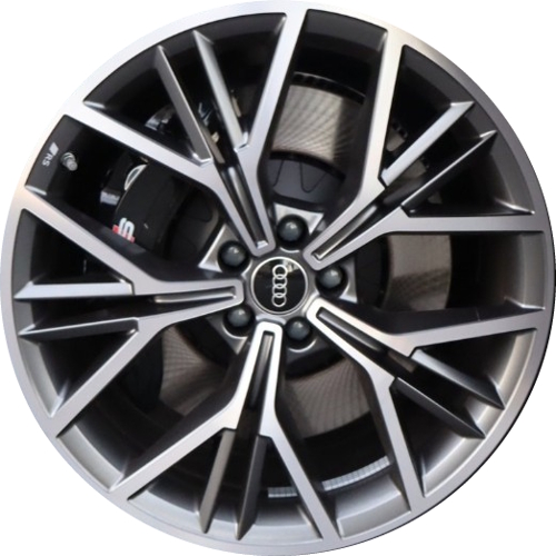 Audi S7 2024-2025 grey machined 21x8.5 aluminum wheels or rims. Hollander part number ALY12155, OEM part number 4K8601025AL