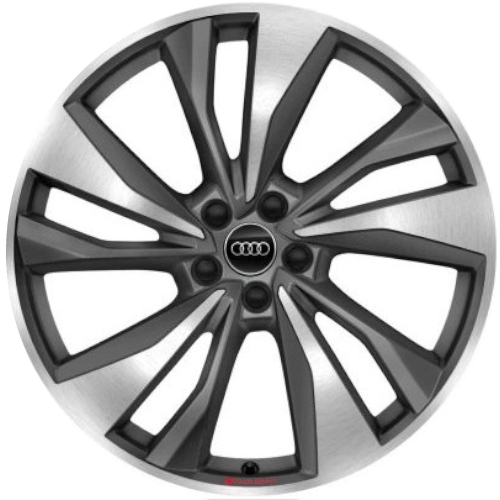 Audi SQ5 2021-2024 black machined 21x8.5 aluminum wheels or rims. Hollander part number ALY12131, OEM part number 80A601025BS