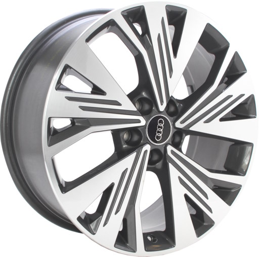 Audi Q4 e-tron 2022-2023 grey machined 19x8 aluminum wheels or rims. Hollander part number ALY12122, OEM part number 89A601025C.