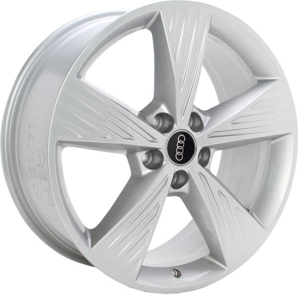 Audi Q4 e-tron 2022-2023 powder coat silver 19x8 aluminum wheels or rims. Hollander part number ALY12121, OEM part number 89A601025B.
