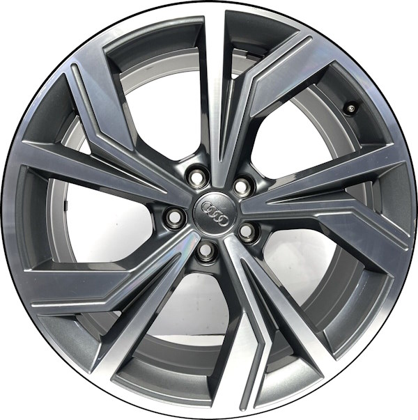 Audi Q4 e-tron 2022-2023 grey machined 20x8 aluminum wheels or rims. Hollander part number ALY12125, OEM part number 89A601025G.