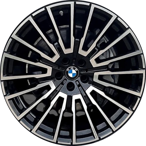 BMW 740i 2024-2025, 750e 2024-2025 760i 2024-2025 i7 2023-2024 black machined 21x9 aluminum wheels or rims. Hollander part number ALY86988, OEM part number 36115A7B2A5