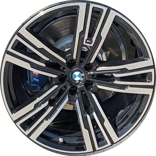 BMW 740i 2023-2025, 750e 2023-2025 760i 2023-2025 i7 2023-2024 black machined 21x9 aluminum wheels or rims. Hollander part number ALY71532/95671, OEM part number 36115A19DF0