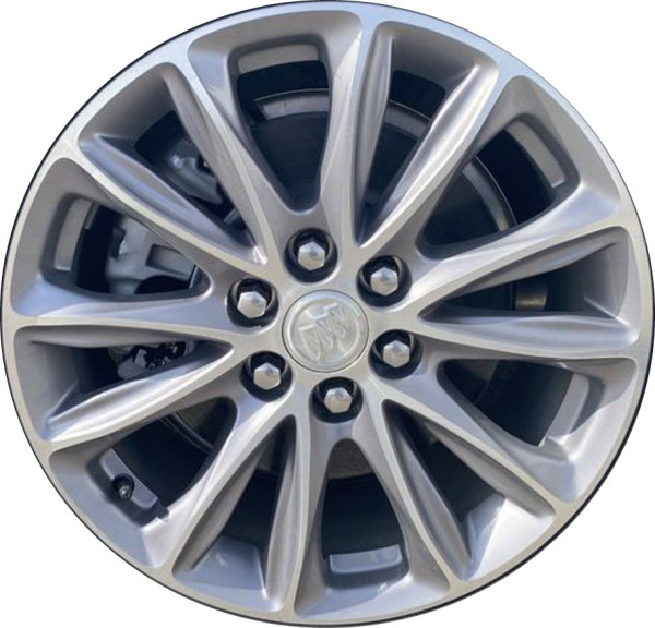 Buick Enclave 2022-2024 grey machined 18x8 aluminum wheels or rims. Hollander part number 14068, OEM part number 84309878.