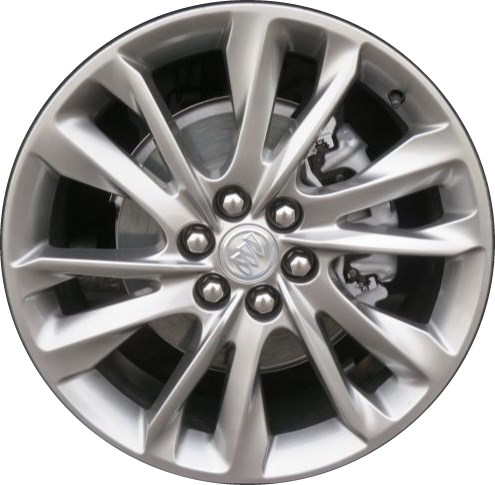 Buick Enclave 2022-2024 powder coat smoked hyper silver 20x8 aluminum wheels or rims. Hollander part number 14070, OEM part number 84353727.