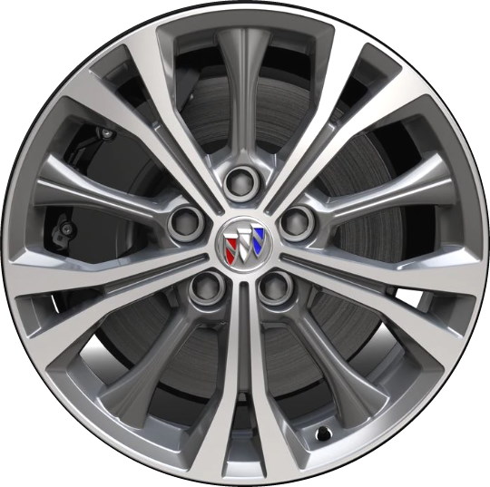 Buick Envision 2022-2023 dark grey machined 18x8 aluminum wheels or rims. Hollander part number 4164, OEM part number 84758455.