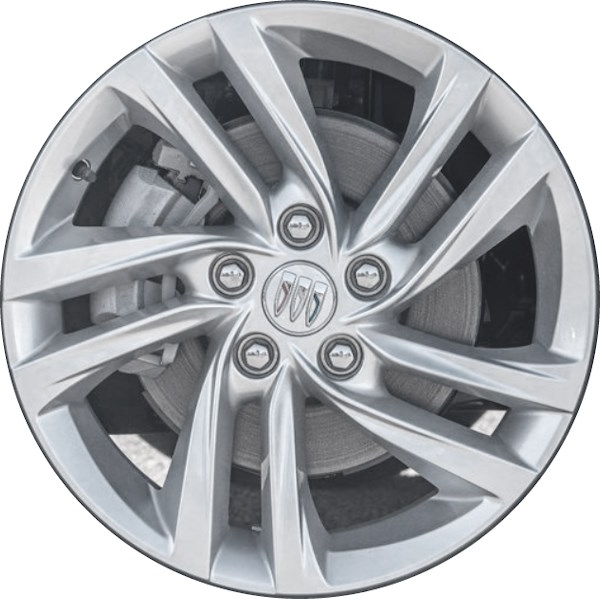 Buick Envista 2024 powder coat silver 17x7.5 aluminum wheels or rims. Hollander part number ALYGZ073, OEM part number 42727443.