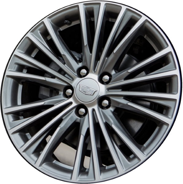 Cadillac CT4 2020-2024 grey machined 18x8 aluminum wheels or rims. Hollander part number ALY4861/96916, OEM part number 84169697.