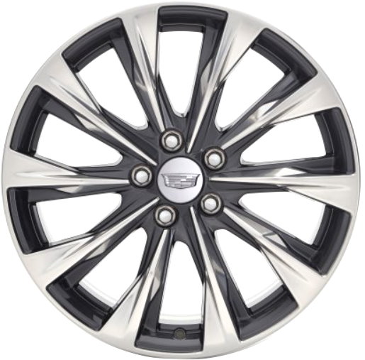 Cadillac CT4 2020-2024 charcoal polished 19x8 aluminum wheels or rims. Hollander part number ALY4864HH, OEM part number 84256503.