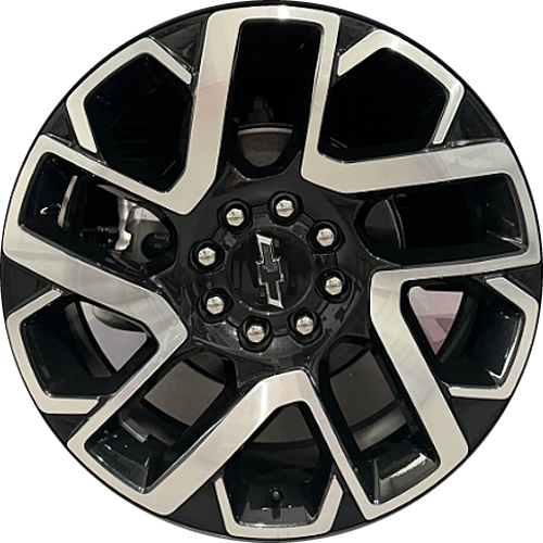 Chevrolet Silverado 1500 EV RST Electric 2024 black machined 24x9 aluminum wheels or rims. Hollander part number ALY95951, OEM part number 85545879