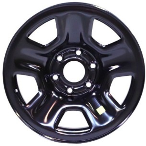 Dodge Ram 1500 2019-2024 powder coat black 18x7.5 steel wheels or rims. Hollander part number STL2668U45, OEM part number 4755196AD