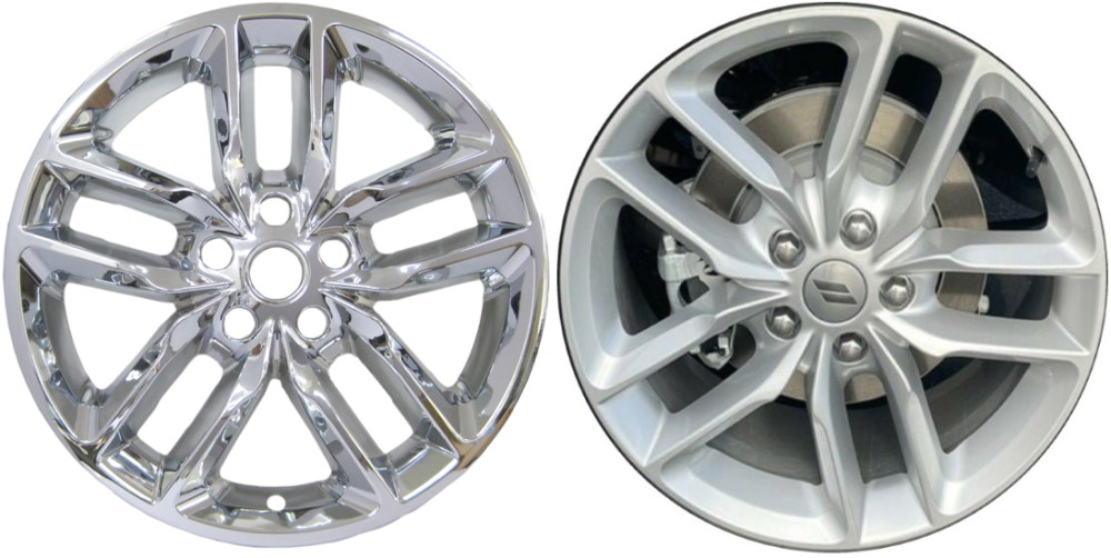 Dodge Durango 2021-2024 Chrome, 10 Spoke, Plastic Hubcaps, Wheel Covers, Wheel Skins, Imposters. ONLY Fits 20 Inch Alloy Wheel Pictured. Part Number IMP-2249PC.
