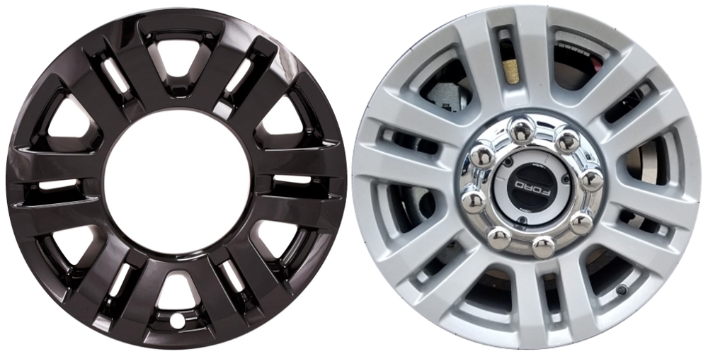Ford F-250 2017-2019, Ford F-350 SRW 2017-2019 Black, 6 Split Spoke, Plastic Hubcaps, Wheel Covers, Wheel Skins, Imposters. ONLY Fits 17 Inch Alloy Wheel Pictured. Part Number IMP-470BLK.