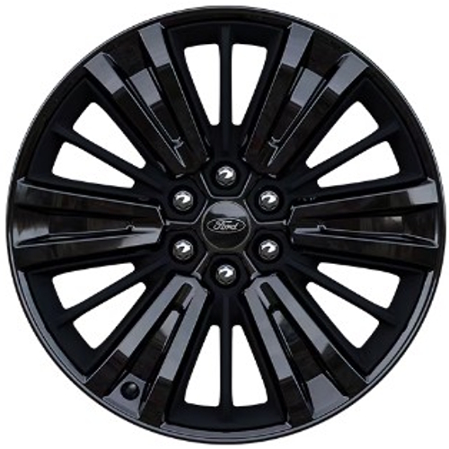 Ford F-150 2024-2025 black painted 22x8.5 aluminum wheels or rims. Hollander part number Not Yet Known, OEM part number RL3Z-1007-G