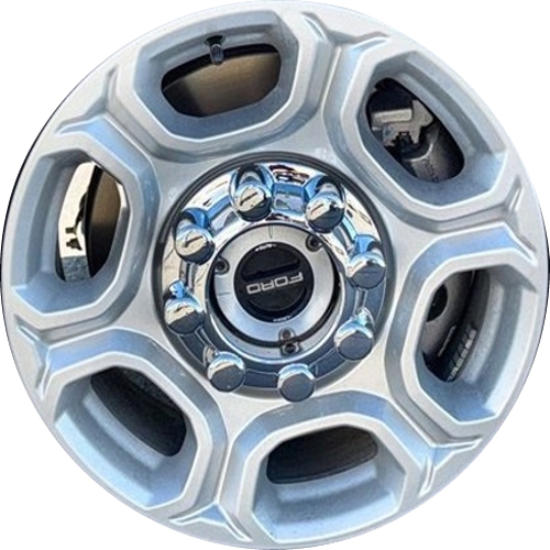 Ford F-250 2025, F-350 SRW 2025 powder coat silver 18x8 aluminum wheels or rims. Hollander part number ALY10479b, OEM part number PC3C1007EA