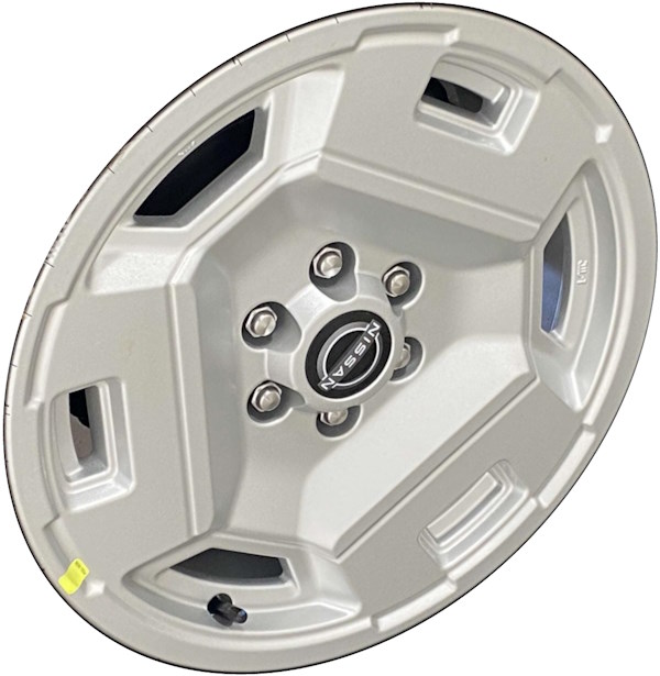 Nissan Frontier 2024 powder coat silver 17 Inch aluminum wheels or rims. Hollander part number ALYFRON17, OEM part number Not Yet Known.