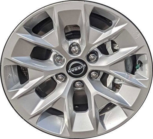 Nissan Frontier 2024 powder coat silver 16 Inch aluminum wheels or rims. Hollander part number ALYFRON16, OEM part number Not Yet Known.