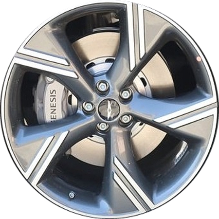 Genesis GV80 2025 grey machined 22x9.5 aluminum wheels or rims. Hollander part number ALYGV8025, OEM part number 52910-T6700