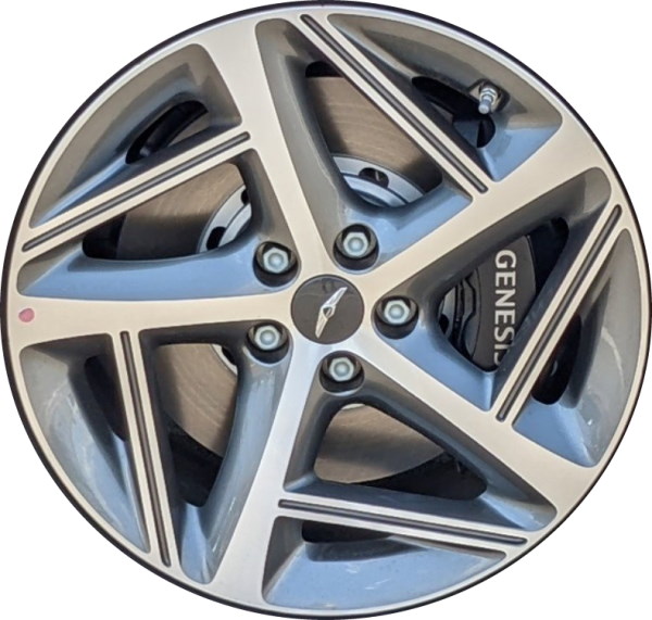 Genesis G80 2022-2024 grey machined 19x8.5 aluminum wheels or rims. Hollander part number ALY70779, OEM part number 52910-T1280.