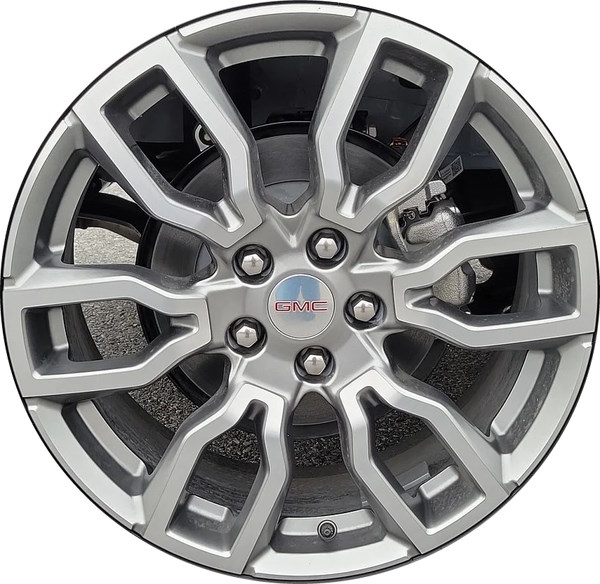GMC Terrain 2022-2024 grey machined 19x7.5 aluminum wheels or rims. Hollander part number ALY5837A, OEM part number Not Yet Known.