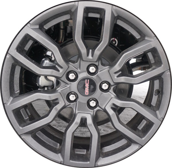 GMC Terrain 2023-2024 charcoal painted 19x7.5 aluminum wheels or rims. Hollander part number ALY5837B, OEM part number 85150871.