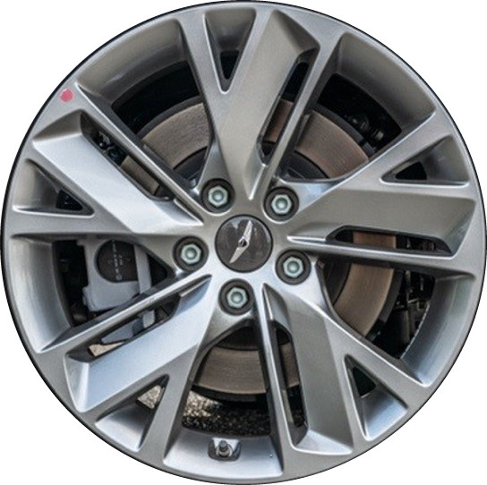 Genesis GV70 2022-2024 powder coat medium silver 18x8 aluminum wheels or rims. Hollander part number 71037, OEM part number 52910-AR000.