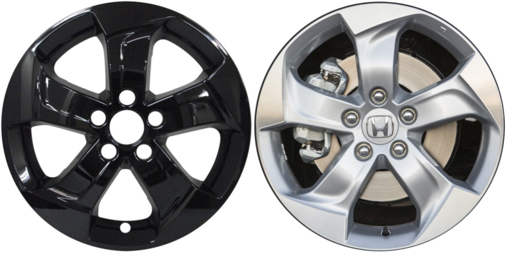 Honda HR-V 2016-2022 Black, 5 Spoke, Plastic Hubcaps, Wheel Covers, Wheel Skins, Imposters. Fits 17 Inch Alloy Wheel Pictured to Right. Part Number IMP-7644GB.