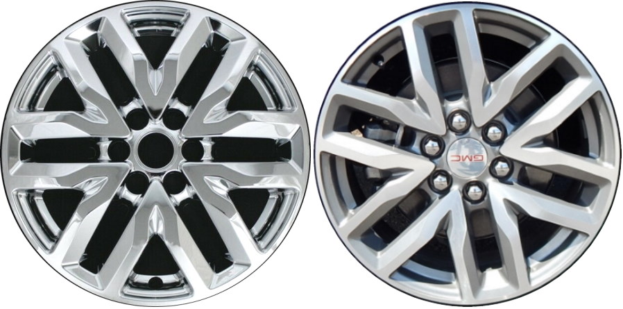 GMC Acadia 2017-2019 Chrome, 12 Spoke, Plastic Hubcaps, Wheel Covers, Wheel Skins, Imposters. Fits 18 Inch Alloy Wheel Pictured to Right. Part Number IMP-466X.