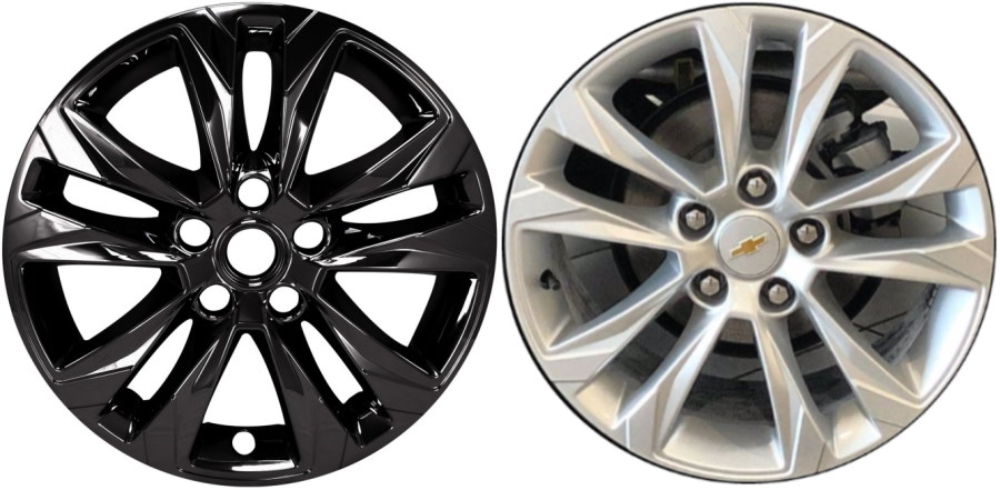 Chevrolet Trailblazer 2021-2023 Black Painted, 10 Spoke, Plastic Hubcaps, Wheel Covers, Wheel Skins, Imposters. ONLY Fits 17 Inch Alloy Wheel Pictured. Part Number IMP-469BLK/7121GB.