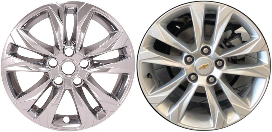 Chevrolet Trailblazer 2021-2023 Chrome, 10 Spoke, Plastic Hubcaps, Wheel Covers, Wheel Skins, Imposters. ONLY Fits 17 Inch Alloy Wheel Pictured. Part Number IMP-469X/7121PC.