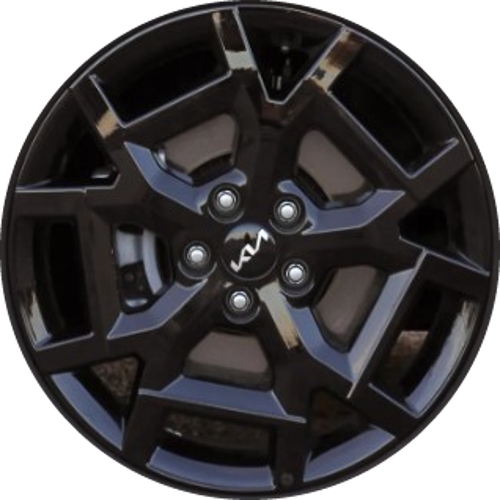 KIA Carnival 2025 powder coat black 17x6.5 aluminum wheels or rims. Hollander part number ALY94046, OEM part number 52910-ROZAO