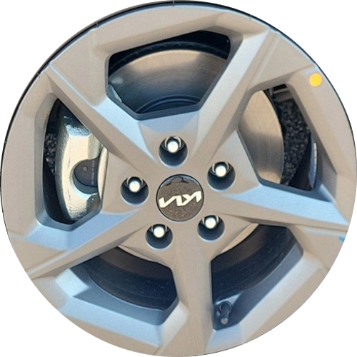 KIA K4 2025 powder coat grey 16x6.5 aluminum wheels or rims. Hollander part number ALYKM001, OEM part number Not Yet Known